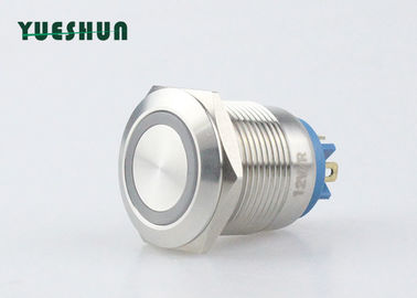 China 19mm iluminou o diodo emissor de luz momentâneo do anel da montagem 12V 24V do painel do interruptor de tecla fábrica